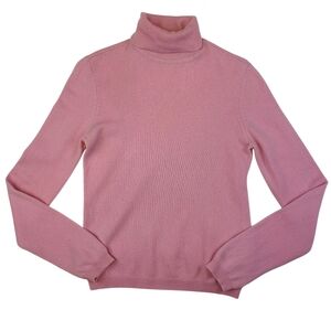 Moda International Women's Size Medium Pink 100% Cashmere Turtleneck Sweater